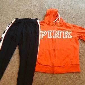 Two piece Pink set. Track pants, sweatshirt/hoodie